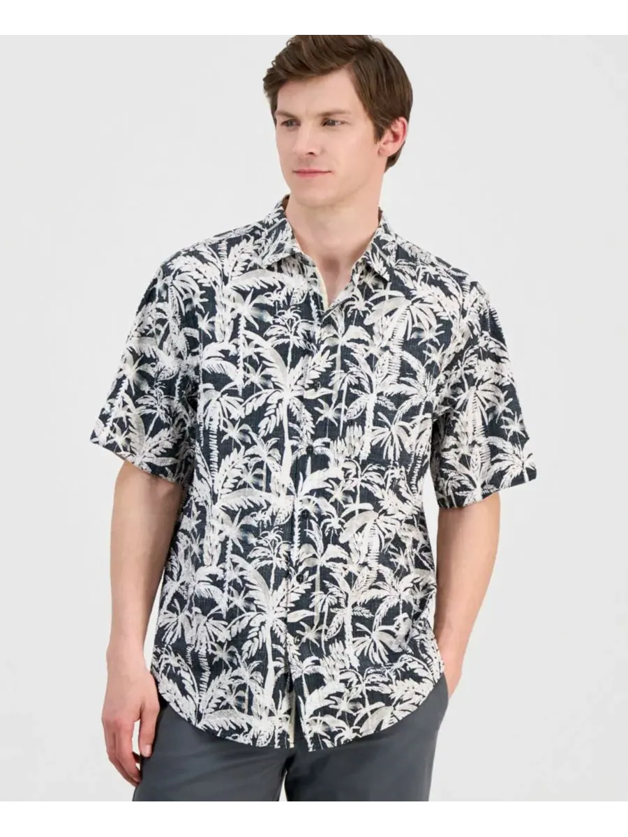 Мужская рубашка с коротким рукавом и принтом Nova Wave Nero Palms Tommy Bahama — изображение 1 из 4, черный