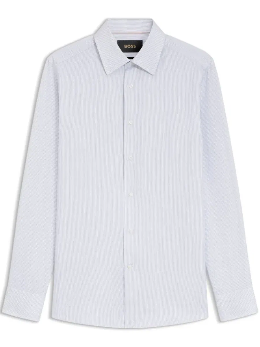 Мужская рубашка с длинным рукавом, Slim Fit, в полоску Hugo Boss — изображение 2 из 5, синий