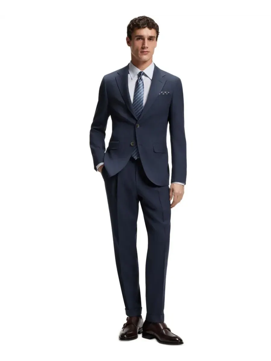 Мужская рубашка с длинным рукавом, Slim Fit, в полоску Hugo Boss — изображение 4 из 5, синий