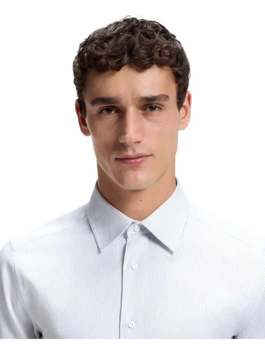 Мужская рубашка с длинным рукавом, Slim Fit, в полоску Hugo Boss — изображение 5 из 5, синий