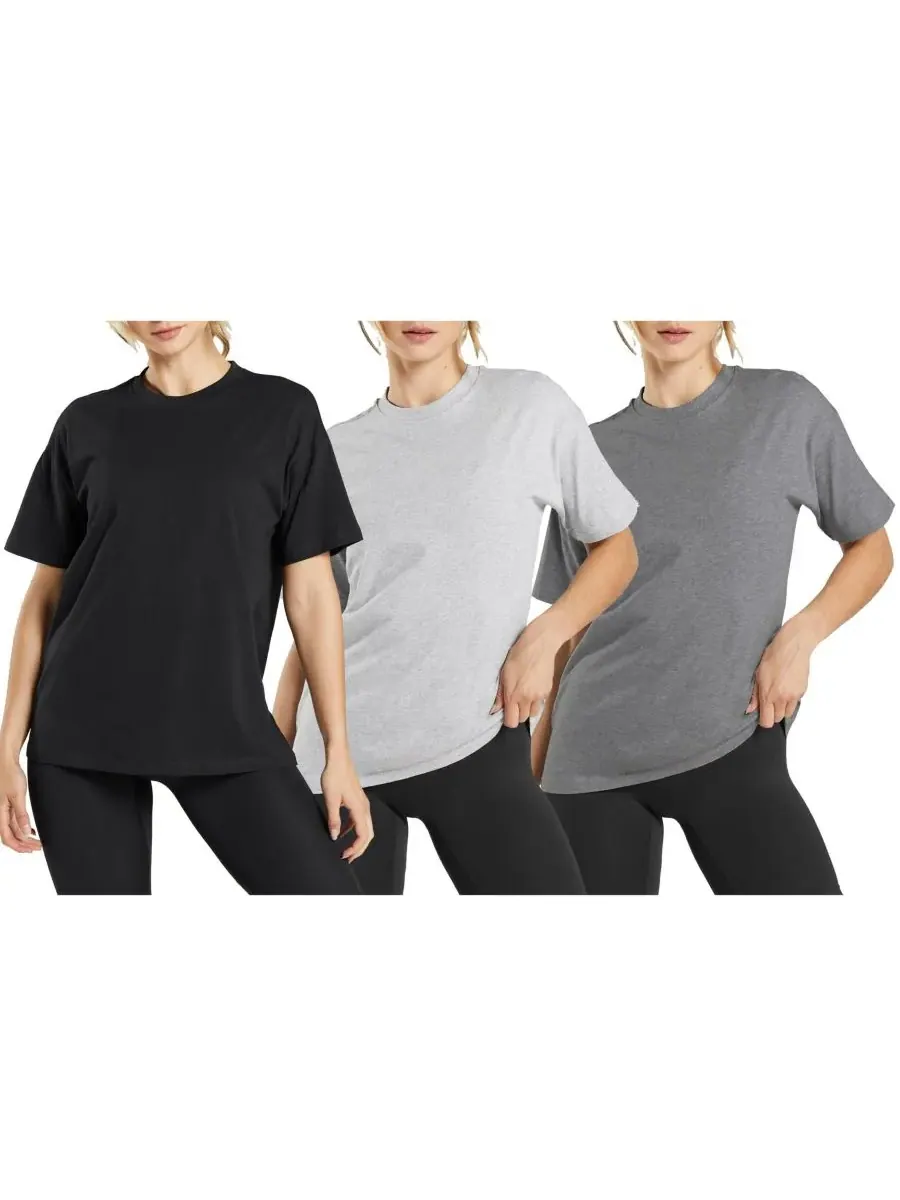 Женские свободные футболки с коротким рукавом и круглым вырезом - комплект из 3 штук Blue Ice
