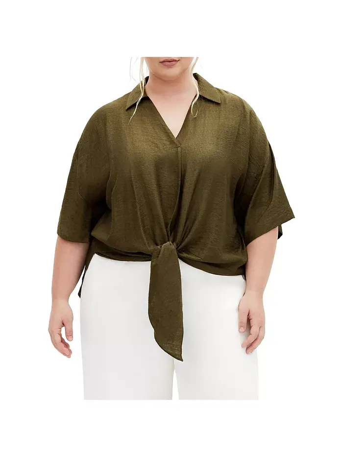 Рубашка Plus Size Rosie CITY CHIC — изображение 1 из 3, хаки