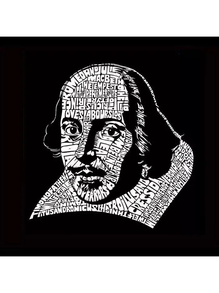 Мужская толстовка с капюшоном Word Art - Шекспир LA Pop Art — изображение 2 из 3, черный