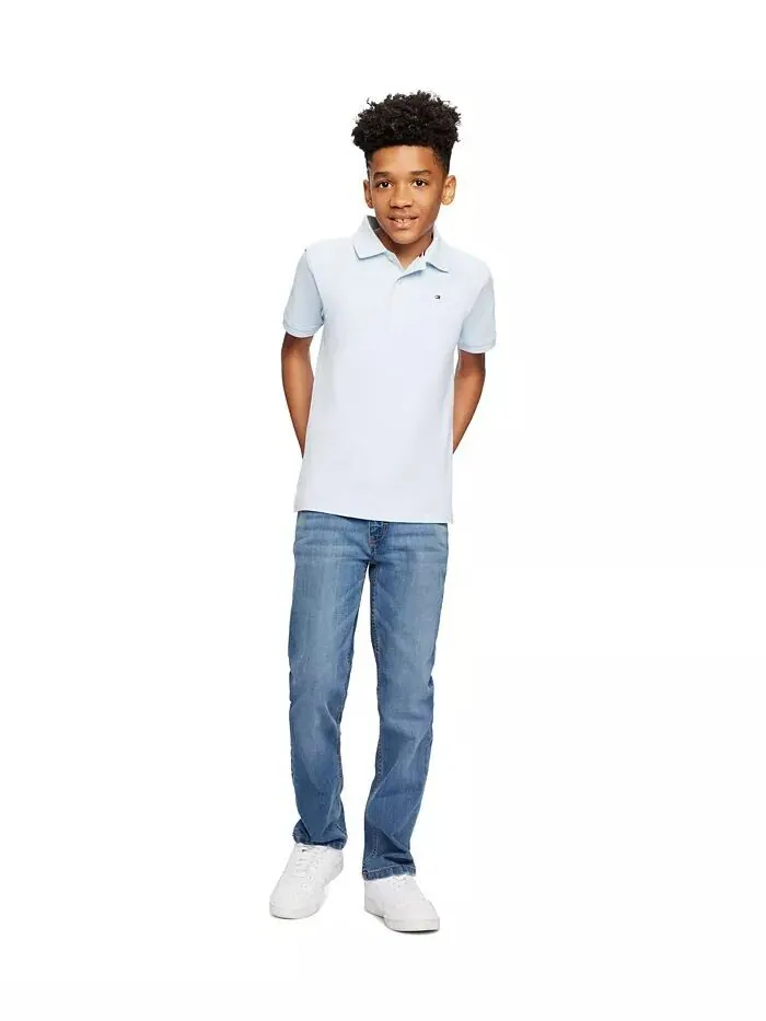 Рубашка-поло стрейч с воротником-стойкой Big Boys Ivy Tommy Hilfiger — изображение 2 из 5, синий