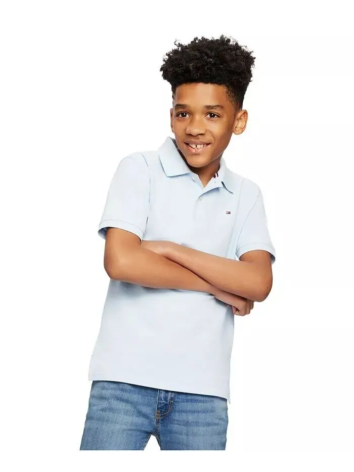 Рубашка-поло стрейч с воротником-стойкой Big Boys Ivy Tommy Hilfiger — изображение 3 из 5, синий