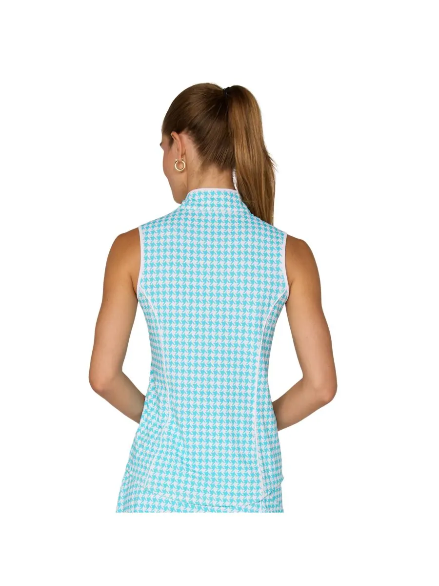 Топ без рукавов с отложным воротником от G Lifestyle G Lifestyle Clothing, Carib. Turq houndstooth — изображение 3 из 3