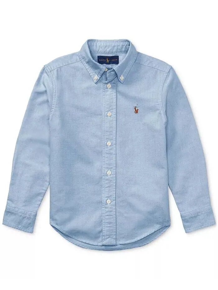 Хлопковая оксфордская рубашка для малышей и маленьких мальчиков Polo Ralph Lauren — изображение 1 из 2, синий
