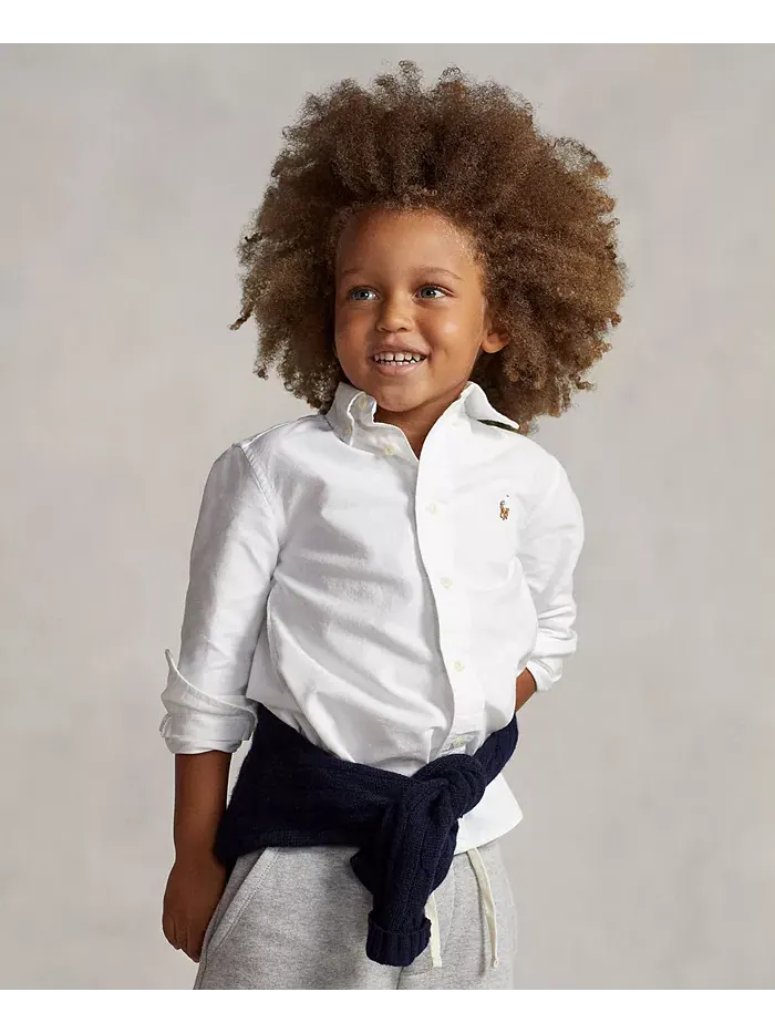 Хлопковая оксфордская рубашка для малышей и мальчиков Polo Ralph Lauren — изображение 1 из 1, желтый
