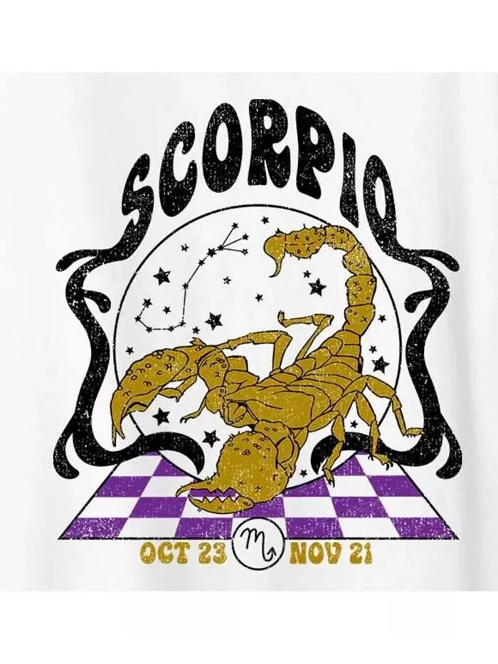 Футболка большого размера с рисунком Zodiac Скорпион Hybrid Apparel — изображение 3 из 3, белый