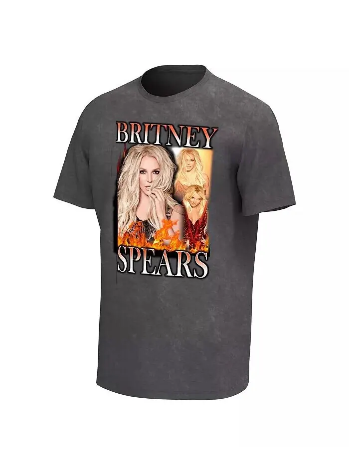 Мужская черная футболка с рисунком Britney Spears Fire Washed Philcos — изображение 3 из 3, черный