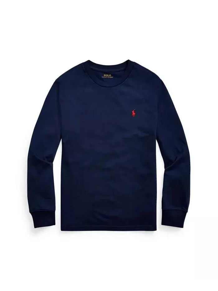 Футболка с длинными рукавами из хлопкового джерси Big Boys Polo Ralph Lauren — изображение 1 из 3, черный