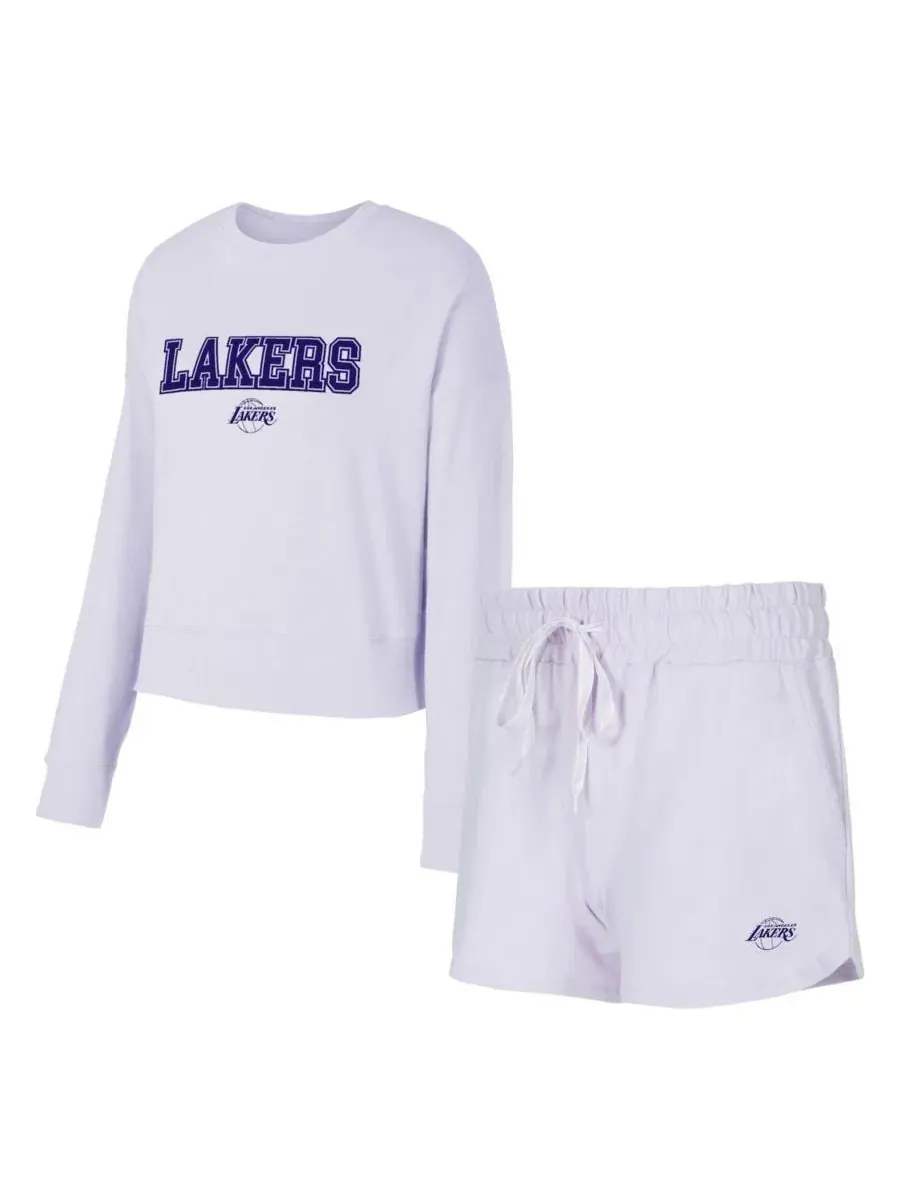 Комплект из лонгслива и шорт с вышивкой, модель Elevation Tri-Blend Concepts Sport — изображение 1 из 4, светлый фиолетовый