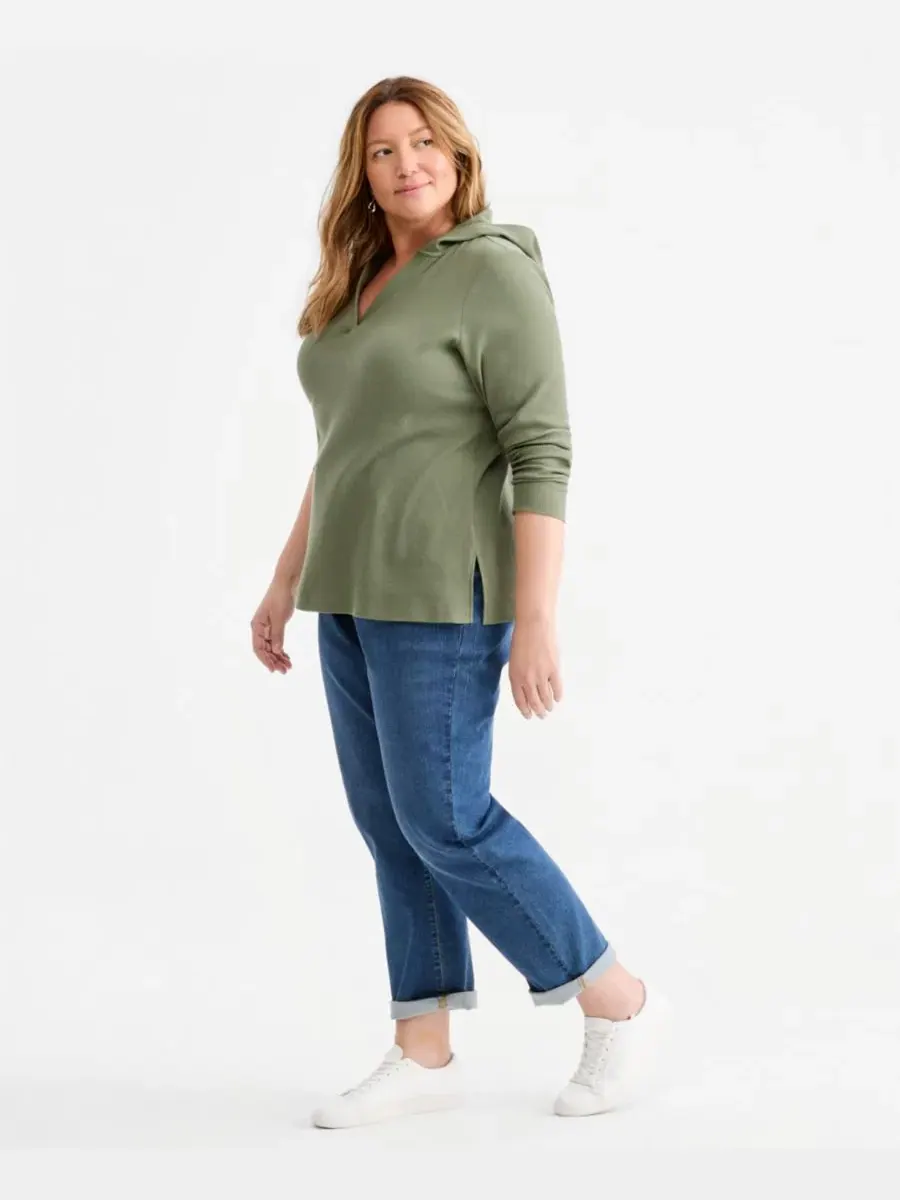 Худи с V-образным вырезом и капюшоном, вафельного трикотажа, Plus Size Style & Co — изображение 2 из 4, зеленый