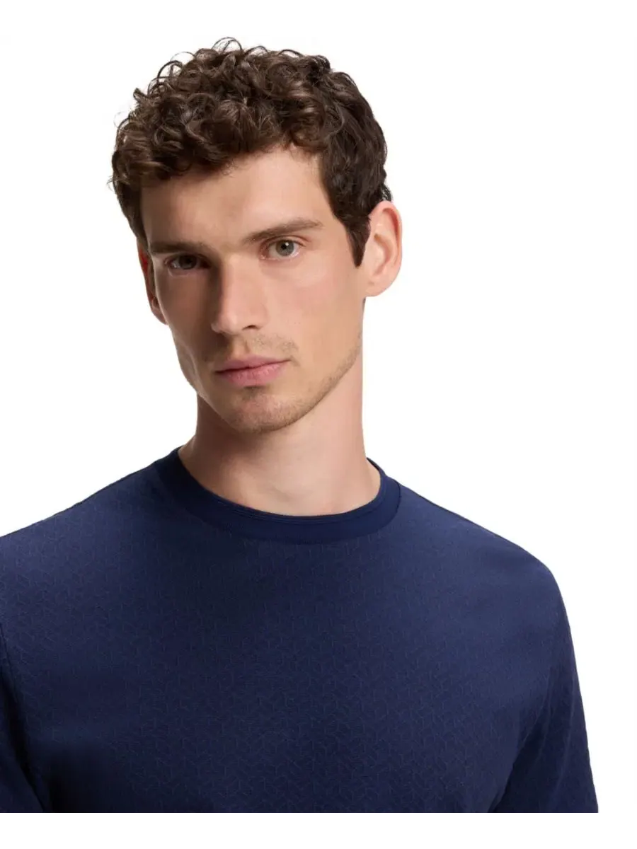 Мужское поло из хлопка и шелка с жаккардовым узором Hugo Boss — изображение 5 из 5, синий