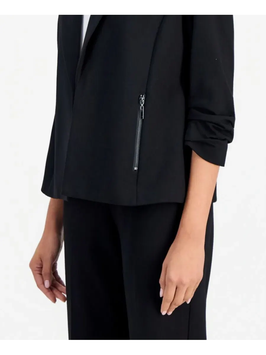 Жакет с шальным воротником и застежкой на молнию Anne Klein Essentials — изображение 2 из 5, черный
