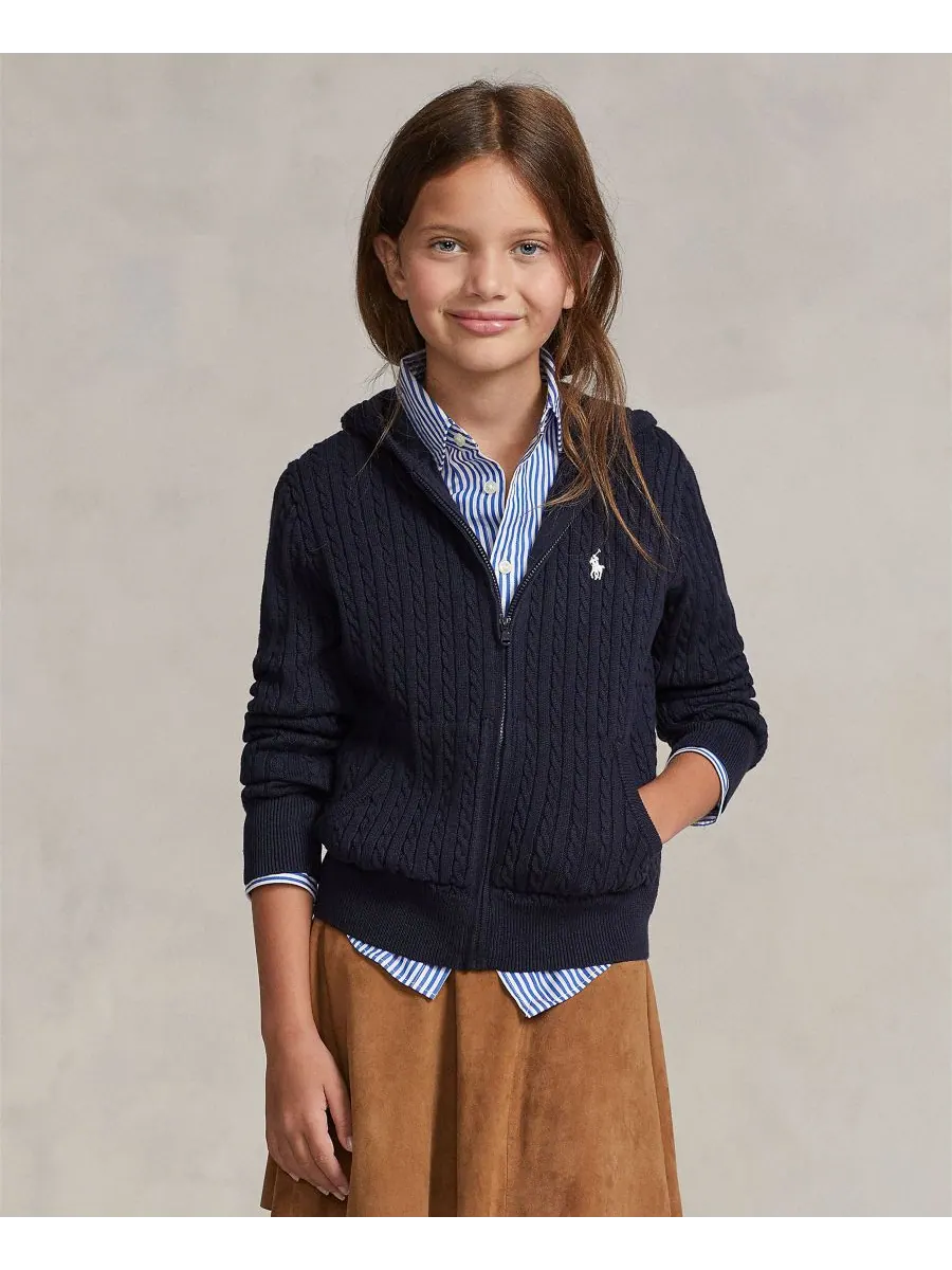 Детская толстовка с капюшоном на молнии Mini-Cable для девочек 7-16 лет Polo Ralph Lauren