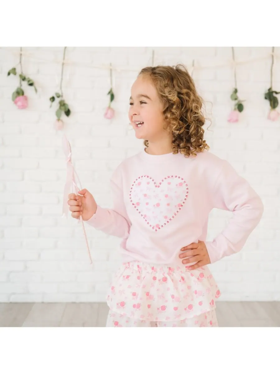Детская толстовка для девочек с нежной розой, жемчугом и сердечком Sweet Wink — изображение 3 из 4, розовый