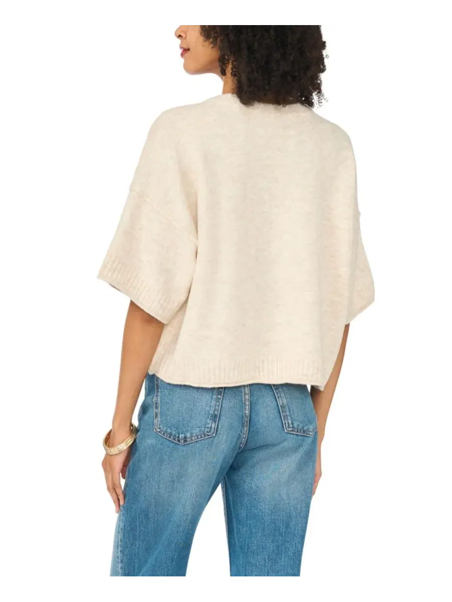 Укороченный свитер с открытыми швами и рукавом 3/4, модель Elbow Length Exposed Seam Crew Crop — изображение 4 из 5