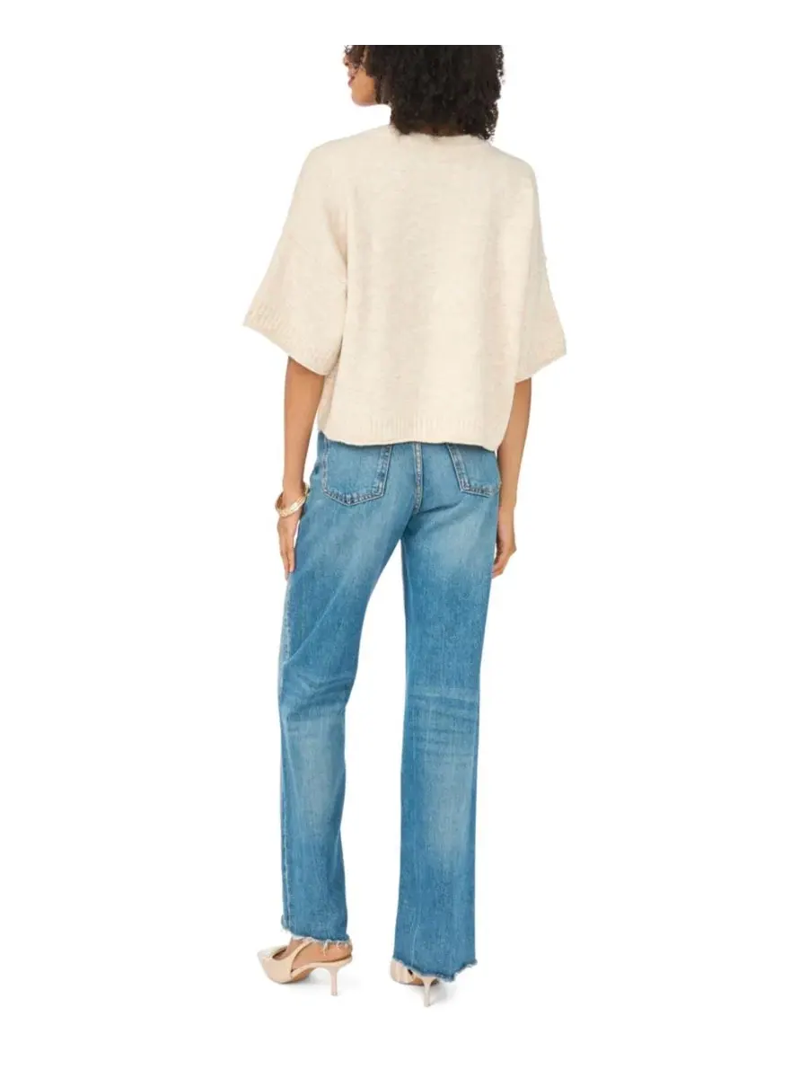 Укороченный свитер с открытыми швами и рукавом 3/4, модель Elbow Length Exposed Seam Crew Crop — изображение 5 из 5