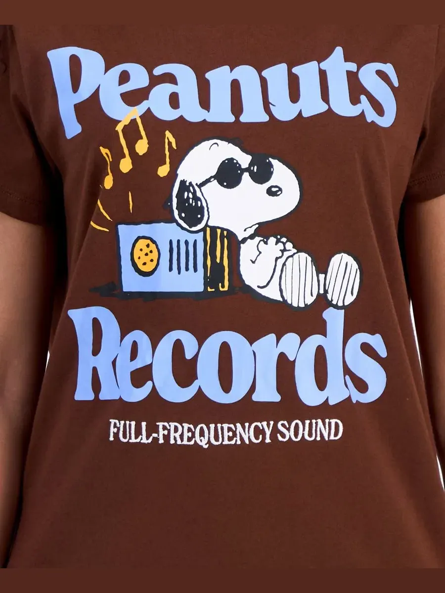 Футболка с принтом Peanuts Records Snoopy — изображение 4 из 4, коричневый