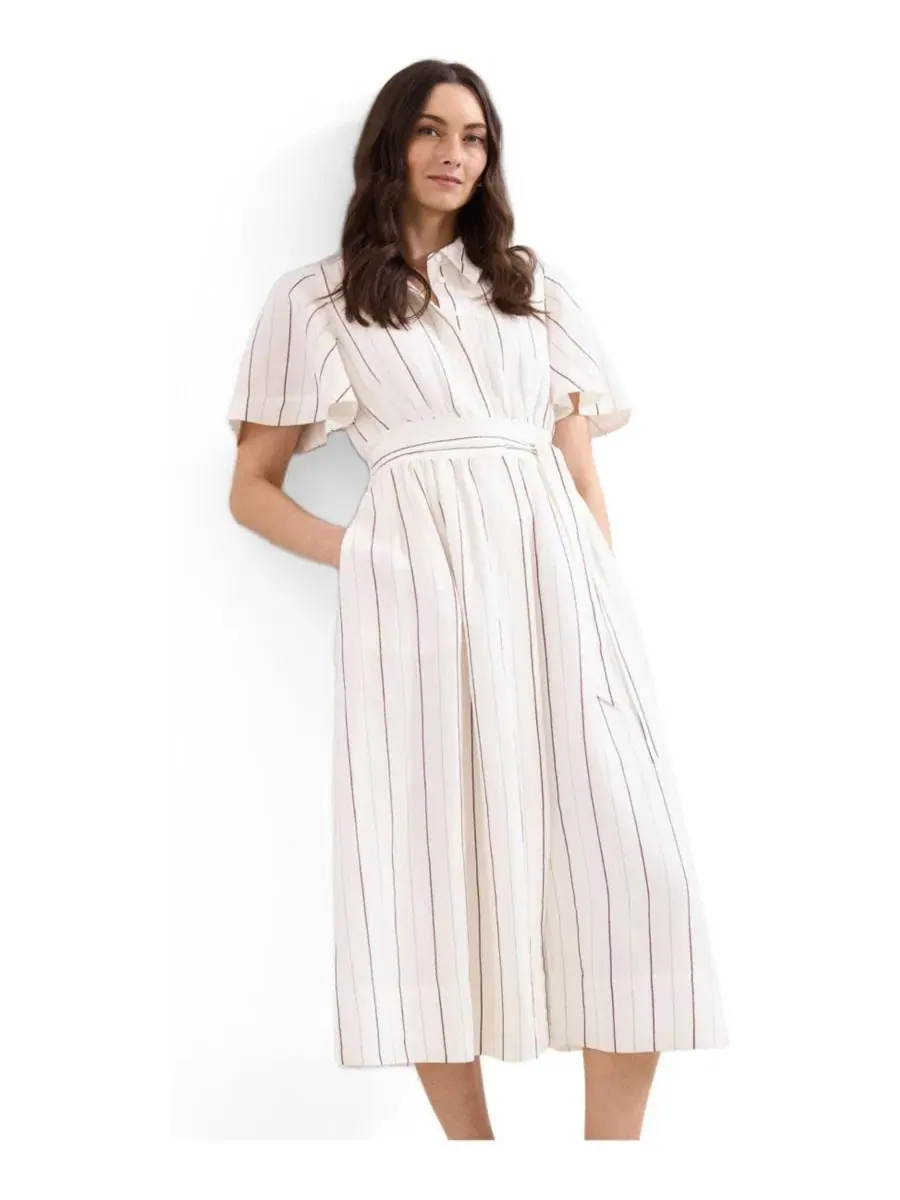 Платье-рубашка с полосками Marielle Striped Phase Eight — изображение 2 из 8, белый