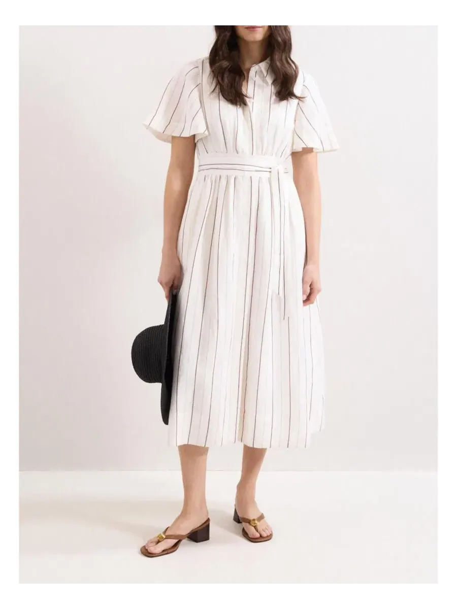 Платье-рубашка с полосками Marielle Striped Phase Eight — изображение 3 из 8, белый