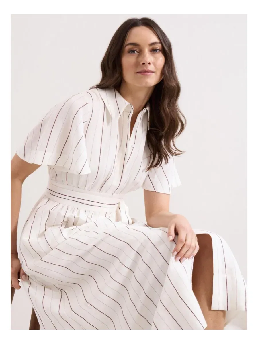Платье-рубашка с полосками Marielle Striped Phase Eight — изображение 5 из 8, белый