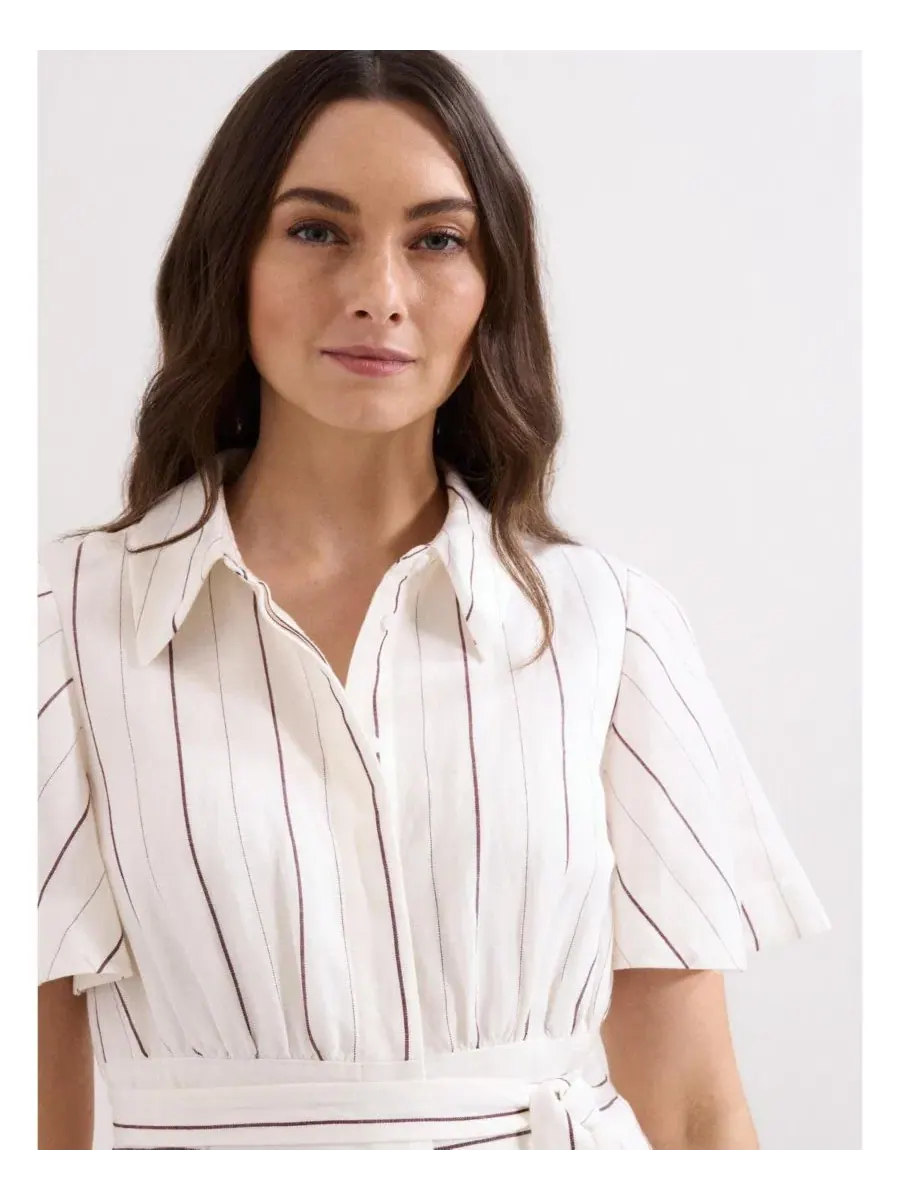 Платье-рубашка с полосками Marielle Striped Phase Eight — изображение 6 из 8, белый