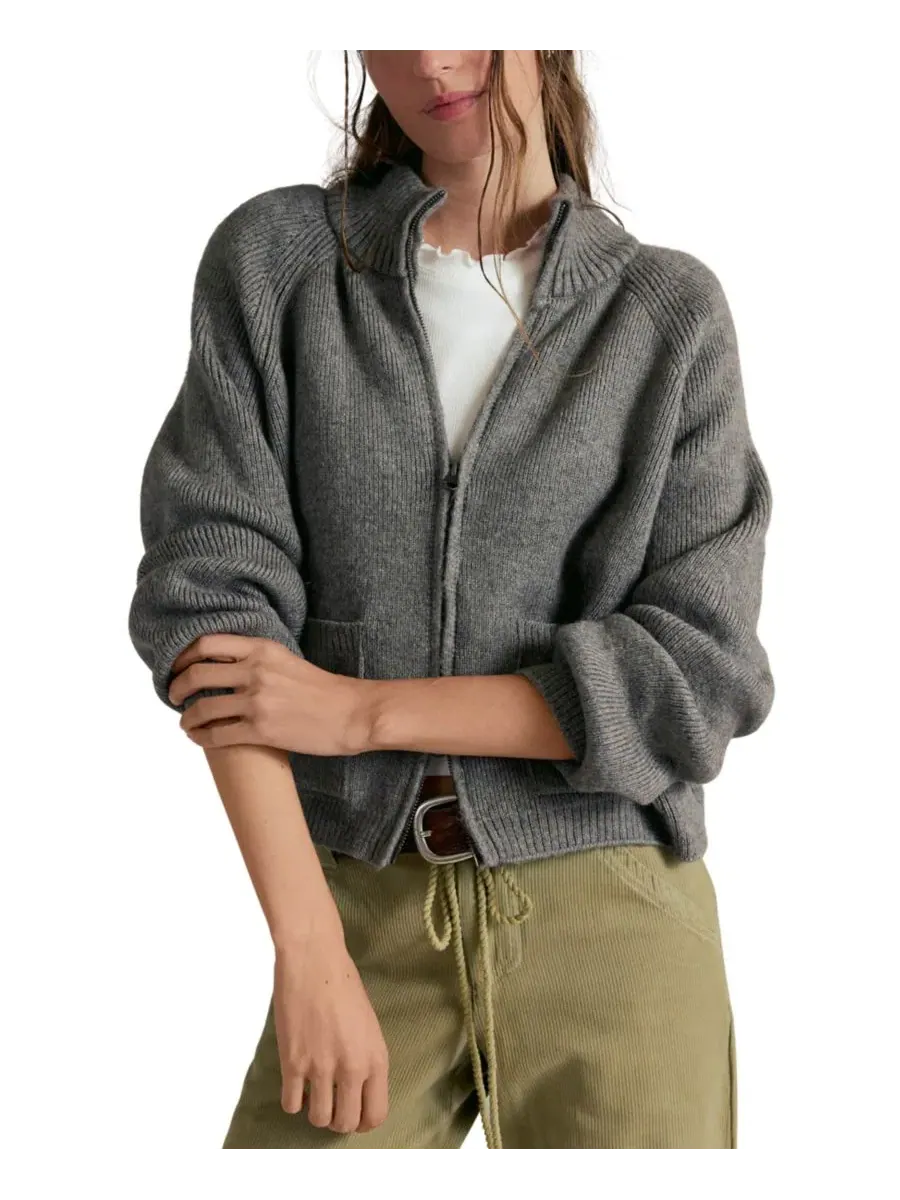 Кардиган с воротником-стойкой и застежкой-молнией, модель Mock-Neck Zip-Front Cardigan Free People