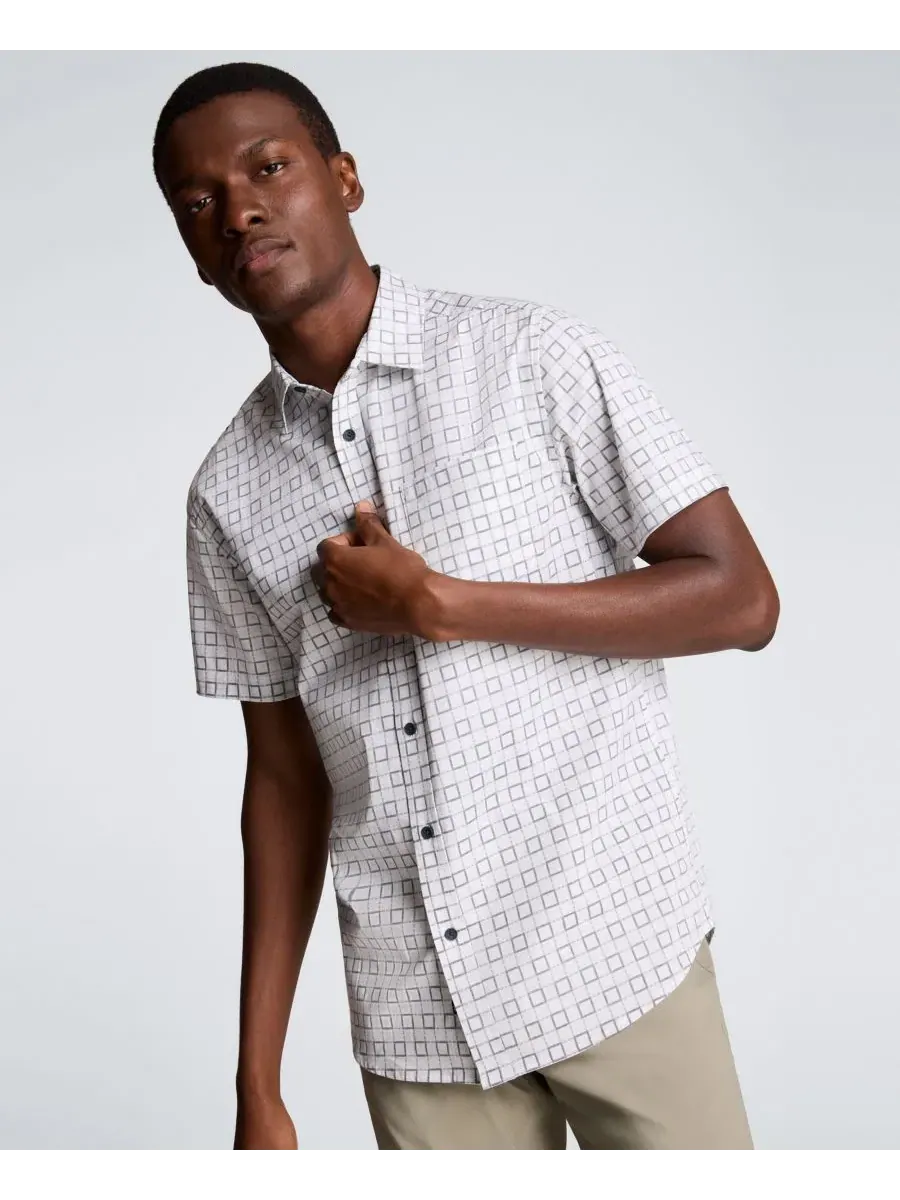 Мужская рубашка с коротким рукавом, slim fit Kenneth Cole — изображение 4 из 5, белый/синий