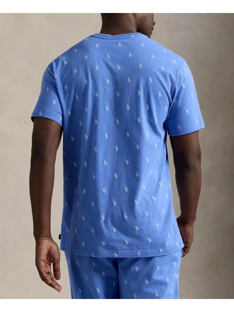 Пижамная футболка с коротким рукавом, с принтом Polo Pony Polo Ralph Lauren — изображение 3 из 4, синий/белый/белый