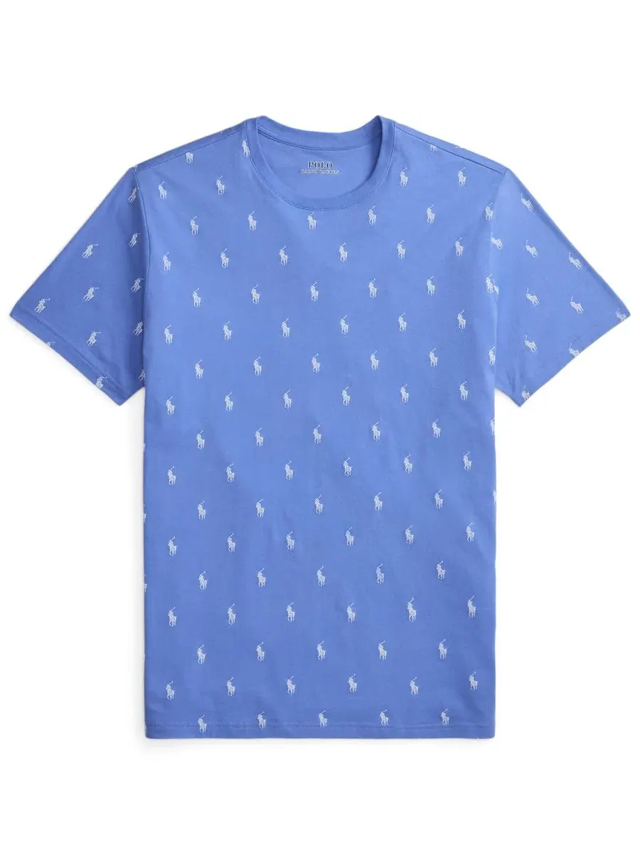 Пижамная футболка с коротким рукавом, с принтом Polo Pony Polo Ralph Lauren — изображение 4 из 4, синий/белый/белый