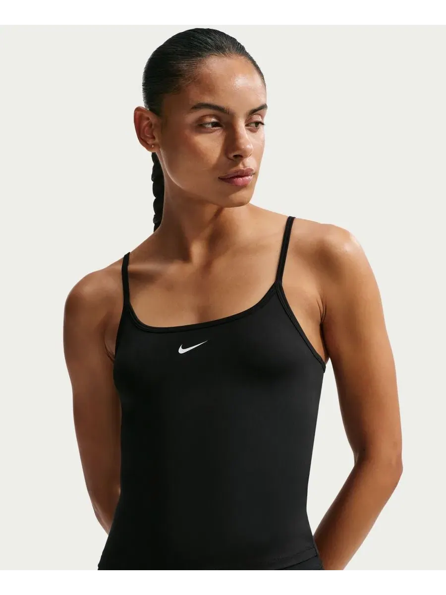 Топ-майка Nike One Fitted Dri-FIT Cami — изображение 2 из 5, черный/белый