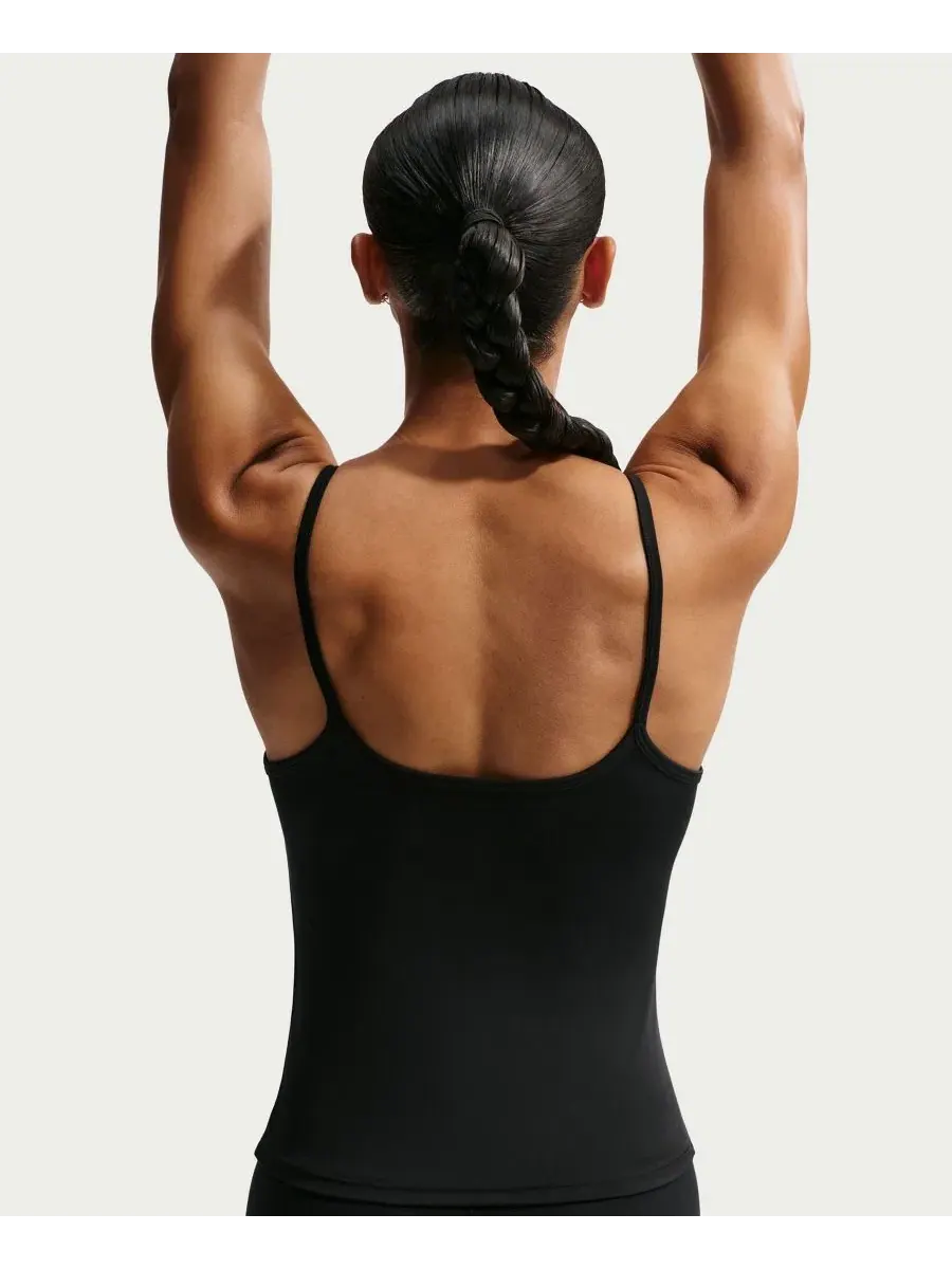 Топ-майка Nike One Fitted Dri-FIT Cami — изображение 4 из 5, черный/белый