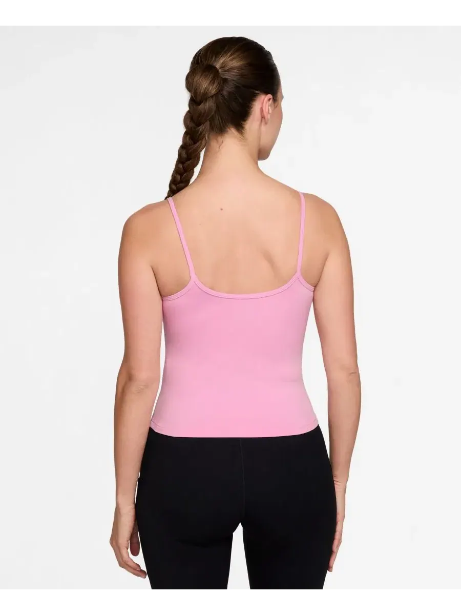 Топ-майка Nike One Fitted Dri-FIT с круглым вырезом, без рукавов — изображение 3 из 3, розовый/белый