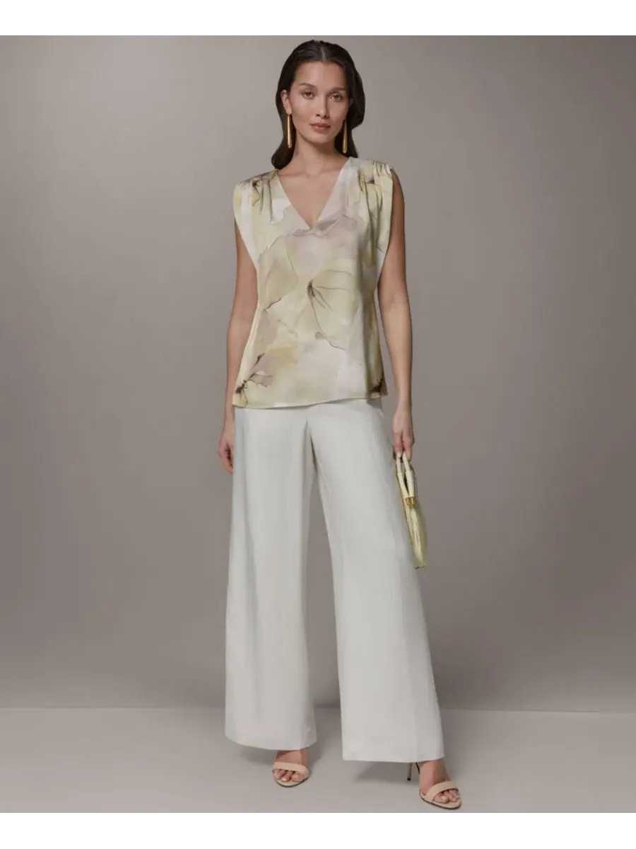 Топ с V-образным вырезом, с коротким рукавом-фонарик Donna Karan New York — изображение 6 из 6, зеленый