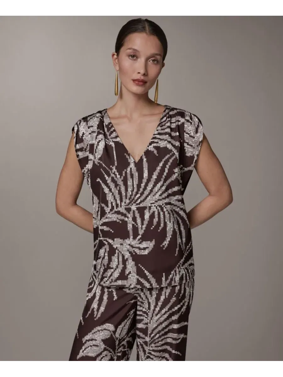 Топ с V-образным вырезом и принтом Donna Karan New York