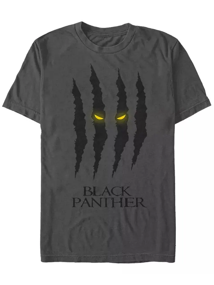 Футболка с коротким рукавом для мужчин Marvel Black Panther Claw Scratches Glowing Eyes Fifth Sun — изображение 1 из 1