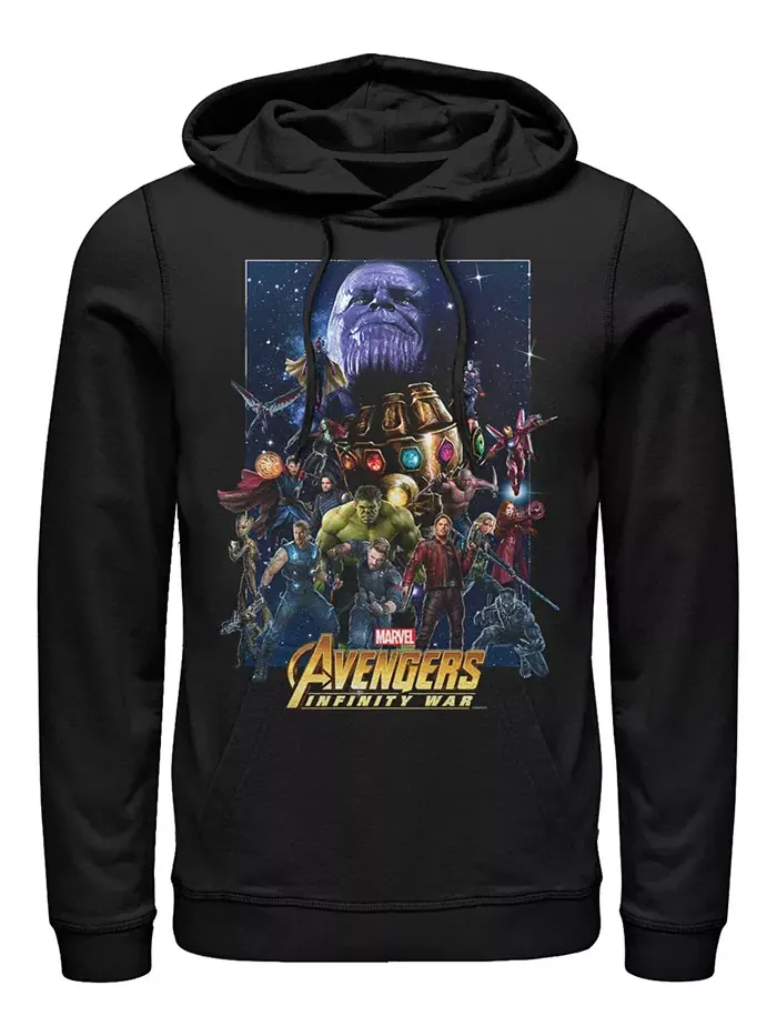 Толстовка с капюшоном Marvel Men's Avengers Infinity War Big Face Thanos Poster Fifth Sun — изображение 1 из 1, черный
