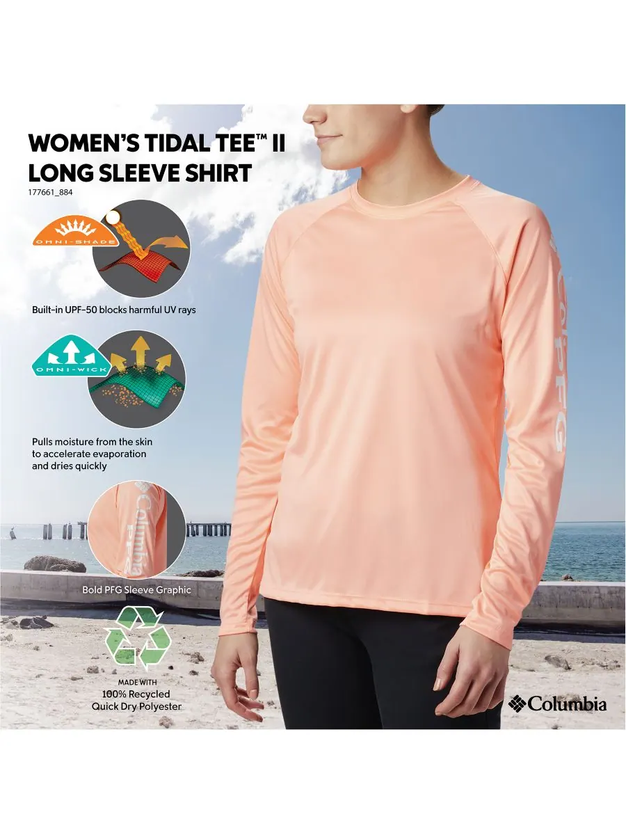 Женская футболка PFG Tidal Tee II Omni-Shade Columbia — изображение 4 из 4, розовый белый