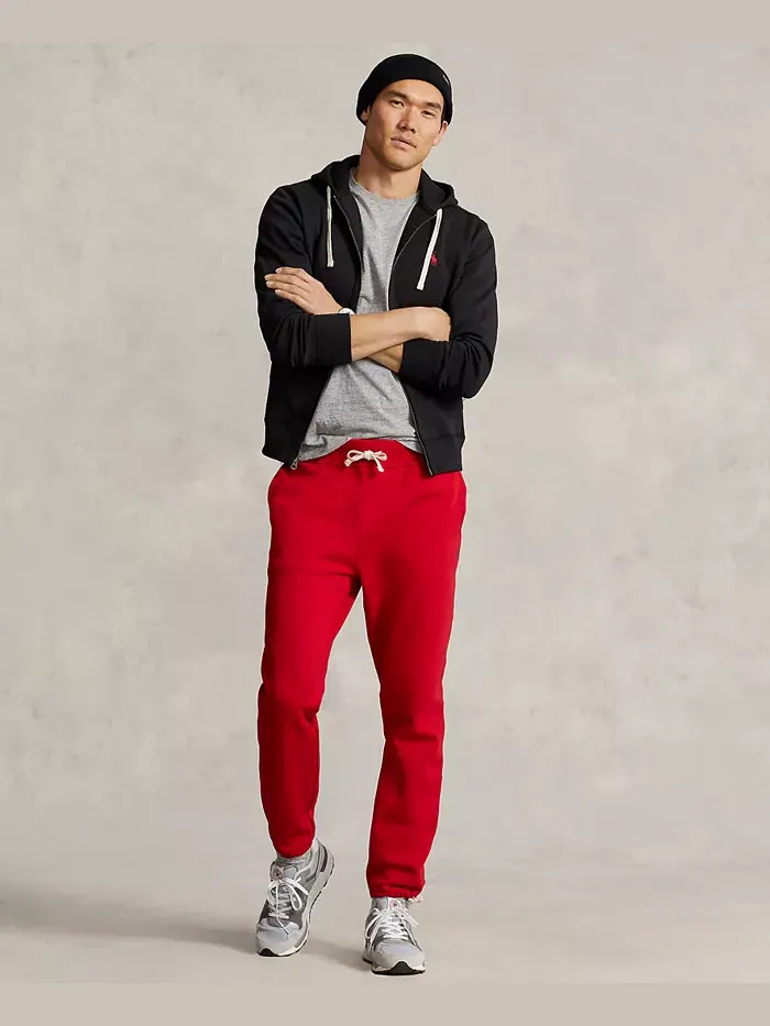 Мужские флисовые спортивные брюки Signature Fleece Sweatpant Polo Ralph Lauren — изображение 2 из 4, красный
