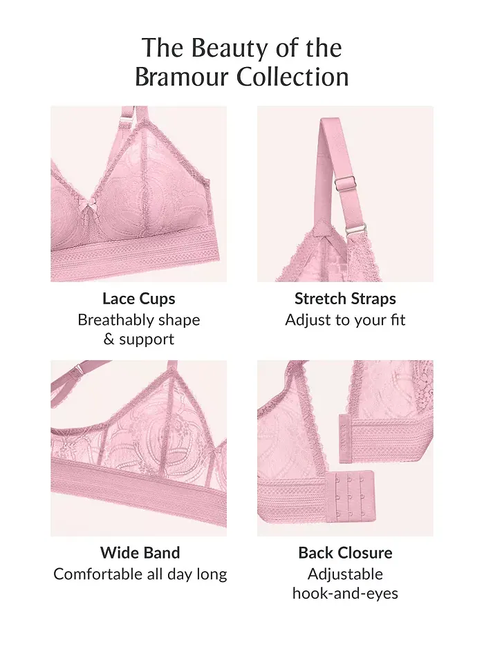 Плюс сайз бюстгальтер-бралетт Bramour Gramercy Luxe Lace Wireless 7012 для полных женщин Glamorise — изображение 6 из 8