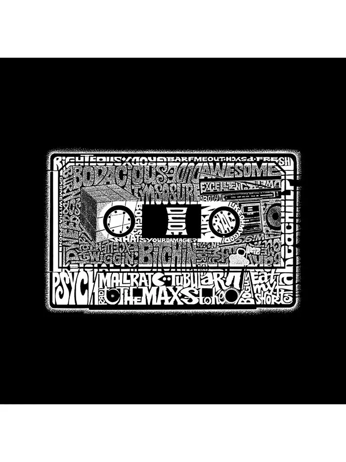 Мужская футболка премиум-класса с рисунком Word Art — 80-е LA Pop Art — изображение 2 из 2, черный