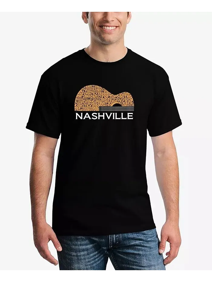 Мужская футболка Nashville с принтом гитары Word Art LA Pop Art — изображение 1 из 5, черный