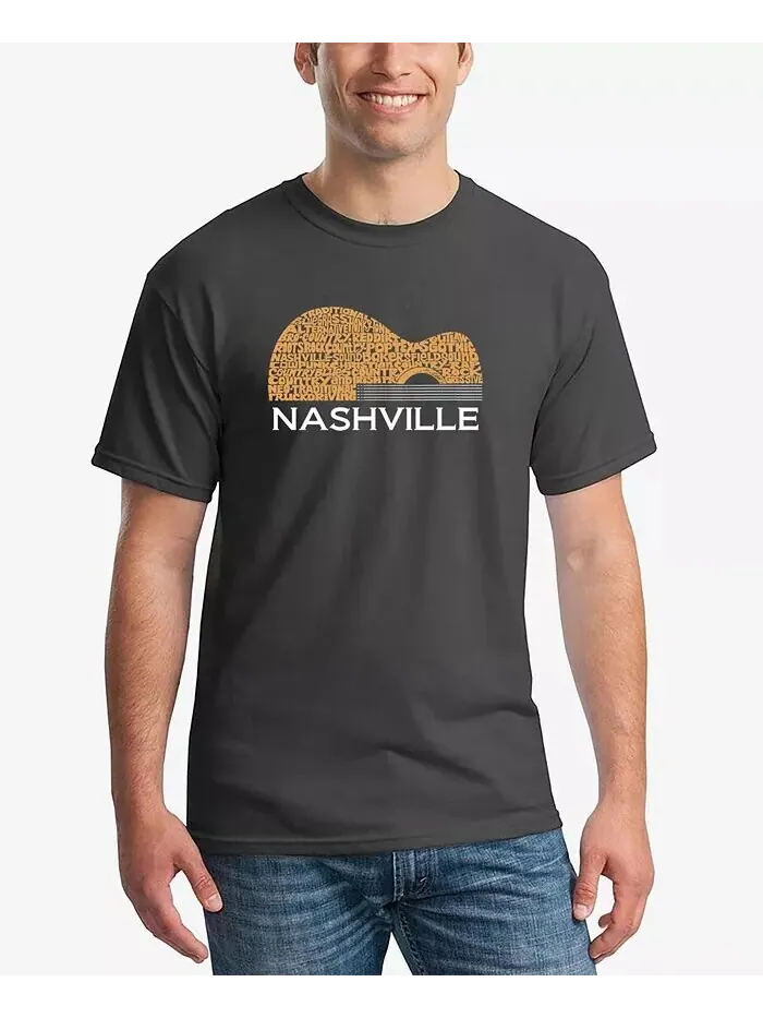 Мужская футболка Nashville с принтом гитары Word Art LA Pop Art — изображение 4 из 5, черный