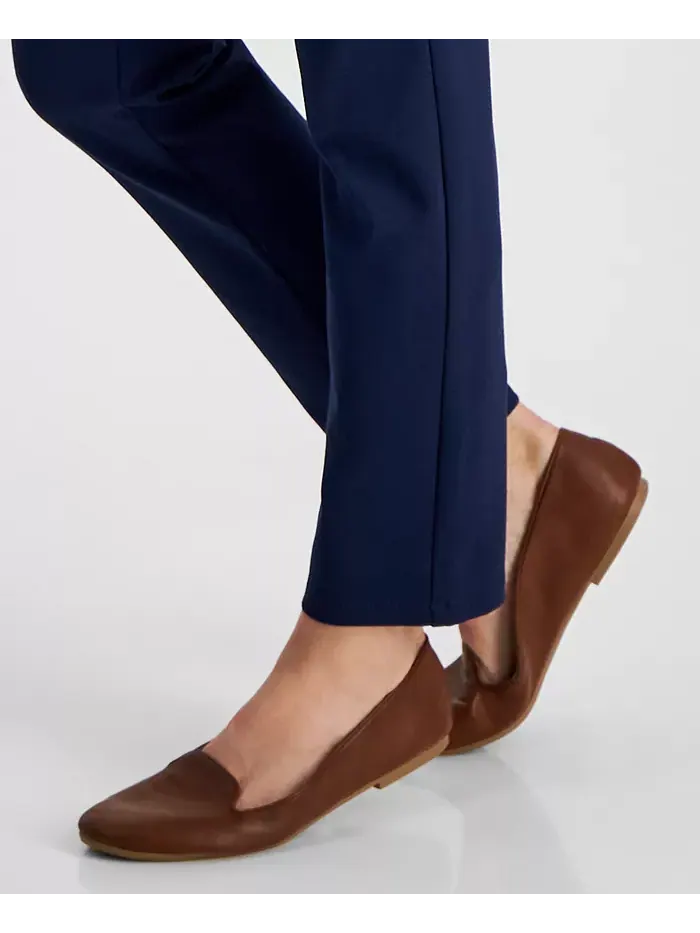 Узкие брюки прямого кроя с завышенной талией на резинке Petite Mid Rise Pull On Straight Leg Ponte — изображение 4 из 7