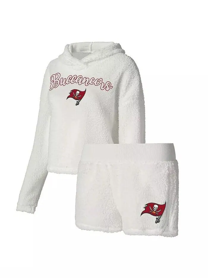 Женский белый пушистый свитер Tampa Bay Buccaneers, толстовка и шорты для сна Concepts Sport