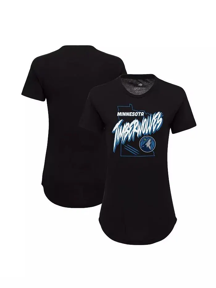 Женская черная футболка Minnesota Timberwolves Phoebe Super Soft Tri-Blend Sportiqe