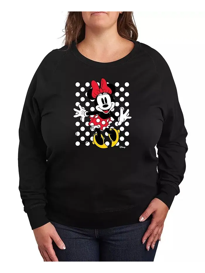 Футболка-пуловер с рисунком Минни Маус в горошек большого размера Disney Hybrid Apparel — изображение 1 из 3, черный