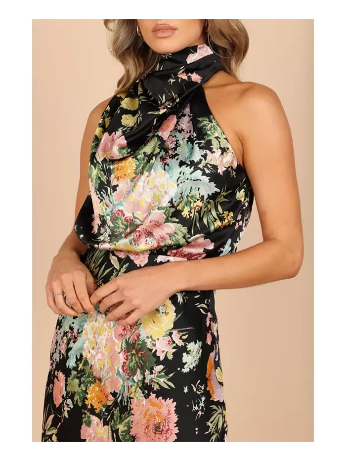 Женское платье макси с запахом Anabelle Halter Neck Petal and Pup — изображение 5 из 7, черный